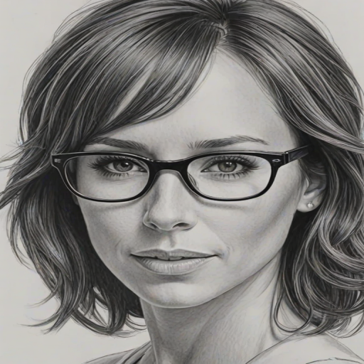 Gorgeous Jennifer Love Hewitt, pencil sketch, portrait of Ravishing woman 1963s in glasses, hair style beatnik, outline, clear lines, fine lines, 8k