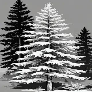 pine tree clipart black and white