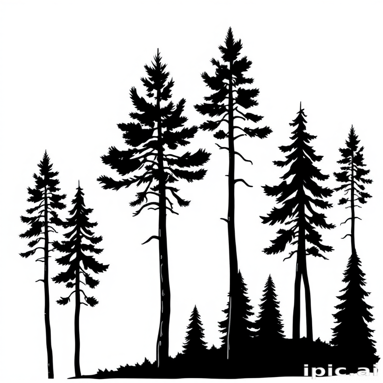 black and white pine tree clip art