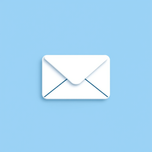 Create a high-resolution digital illustration of an envelope icon, centered on a plain blue background, using a Canon EOS R5 with a 50mm lens, settings at f/1.8, ISO 100, and a shallow depth of field for enhanced clarity and detail.