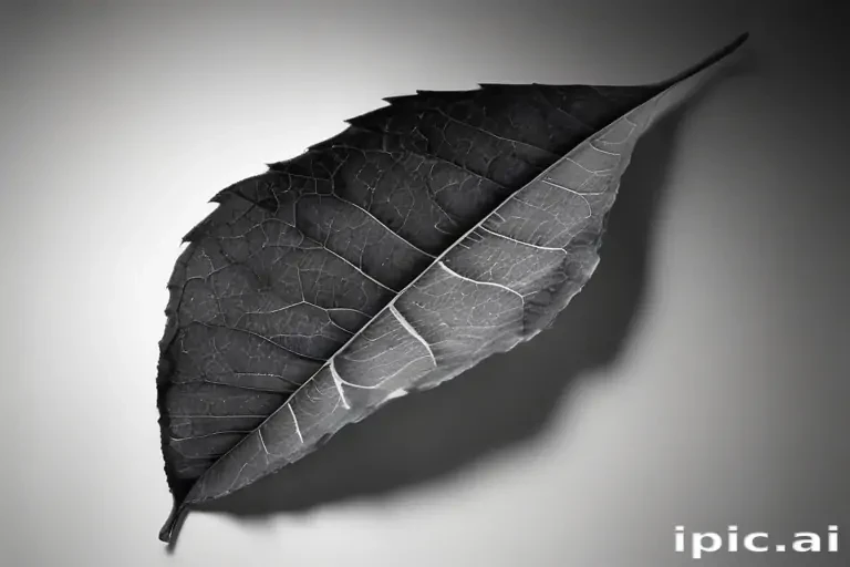 leaf in black and white