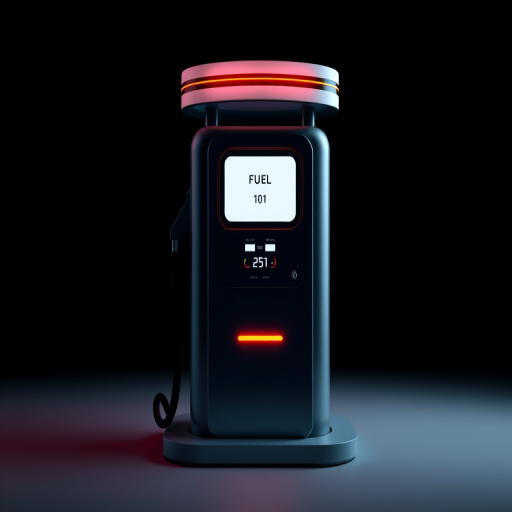 Create a high-quality vector graphic of a fuel pump icon, 4K resolution, using a Canon EOS R5 camera with a 50mm lens, f/1.8 aperture, 1/125 sec shutter speed, ISO 100, in a studio lighting setup for a clear, sharp image with a minimalist background.