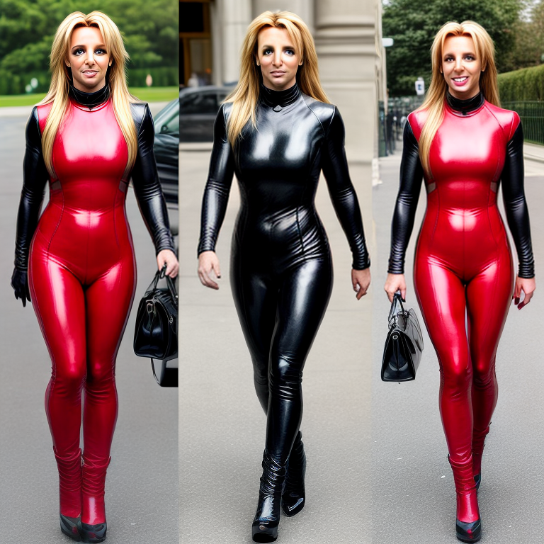 britney spears red leather catsuit with black shoes full body photoshoot