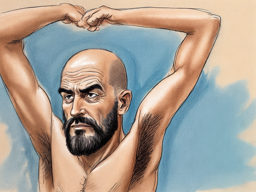 Stinky armpit bald man cartoon