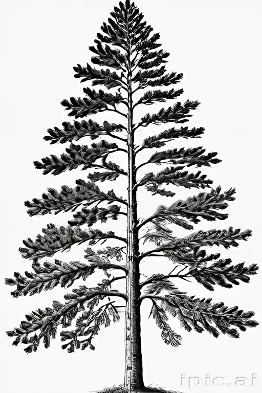 black and white pine tree clipart