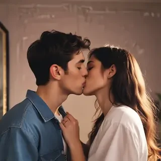 couple kissing aesthetic