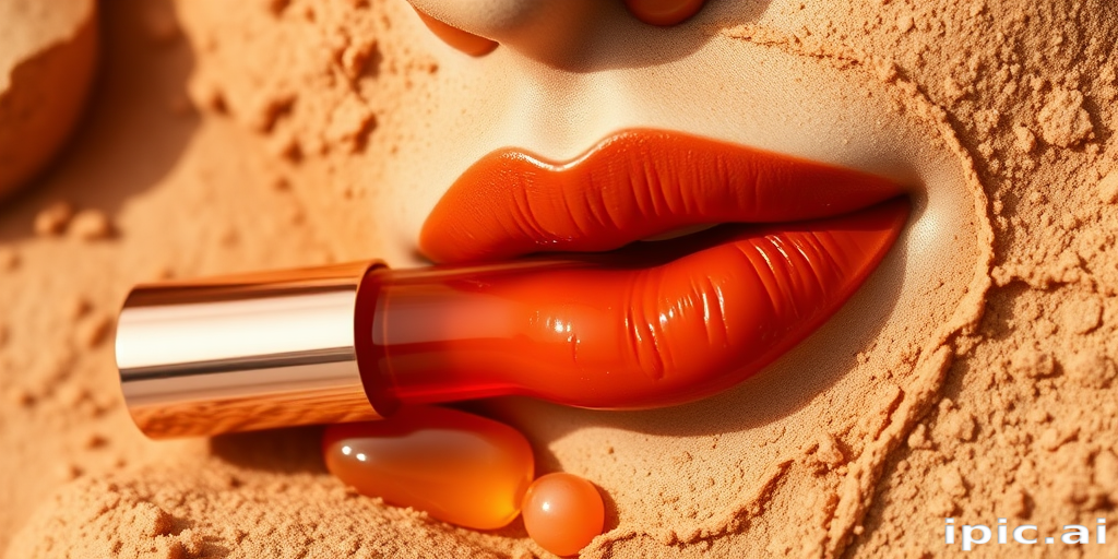 Earthy terracotta "Desert Mirage" lip oil with a non-sticky formula, infused with jojoba and argan oils for deep hydration and a natural tint