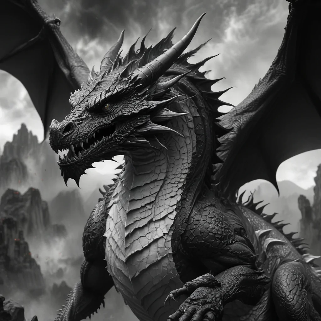 dragon black and white