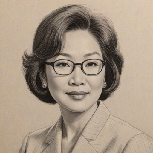 Resplendent Connie Chung, pencil sketch, portrait of Pleasing woman 1933s in glasses, hair style beatnik, outline, clear lines, fine lines, 8k