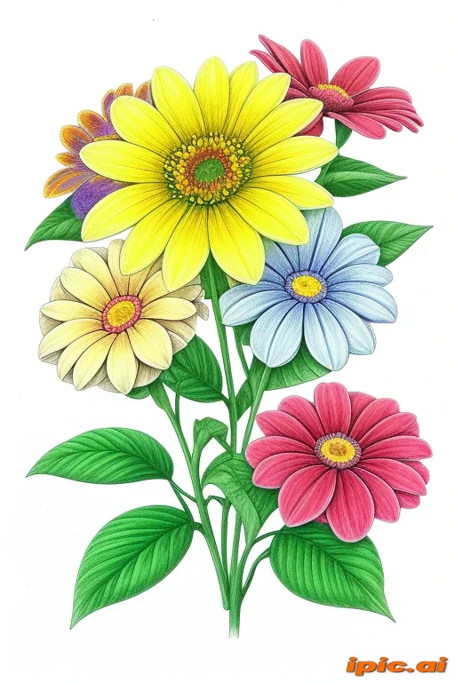 color drawing flowers
