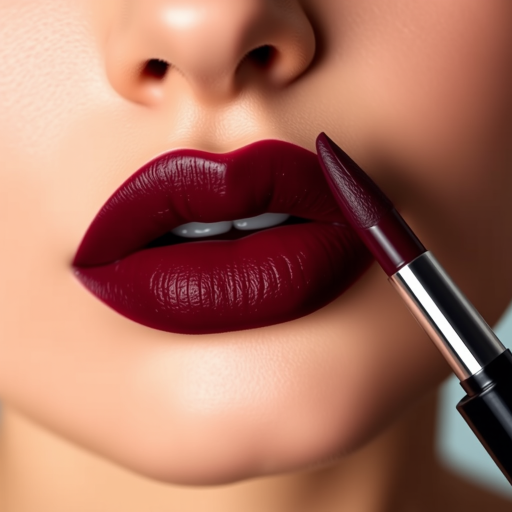 Sultry matte burgundy lips, carefully painted with precision, featuring a bold and dramatic cupid's bow, exuding confidence and sophistication in every curve