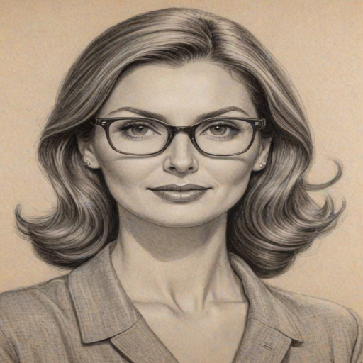 Fetching Heather McDonald, pencil sketch, portrait of Dazzling woman 1947s in glasses, hair style beatnik, outline, clear lines, fine lines, 8k