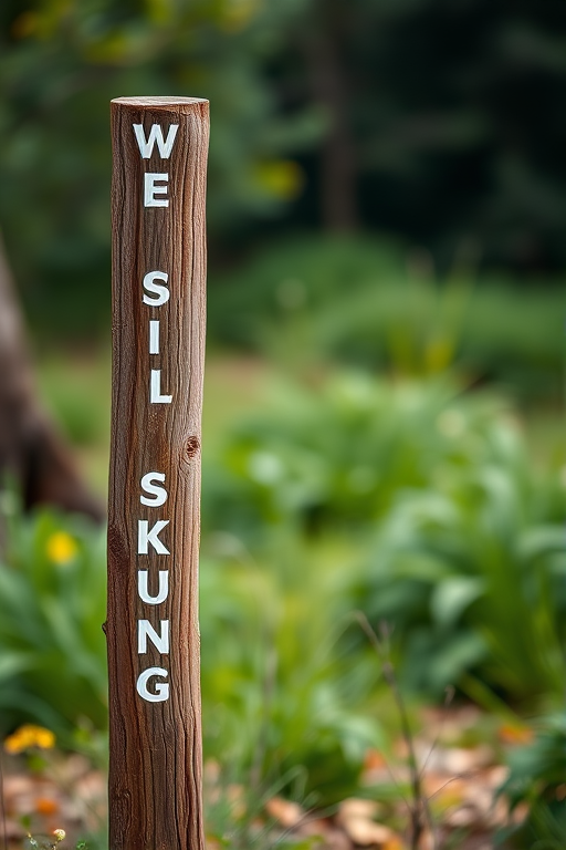 Create a highly detailed rustic wooden signpost standing upright against a blurred natural background, shot with a Canon EOS R5, 50mm lens, f/1.8 aperture, ISO 100, using a shallow depth of field to enhance the subject's focus and vivid colors.