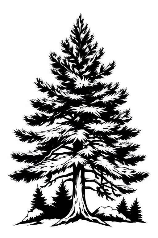 black and white pine tree clipart