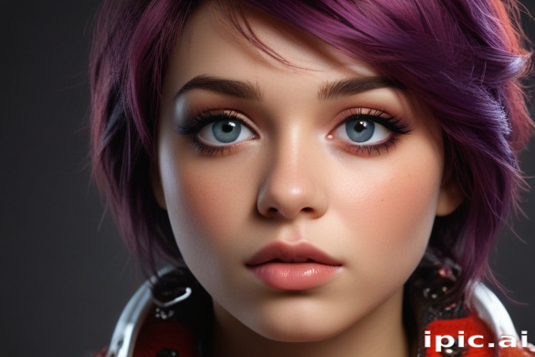 Stunning Portrait of a Young Woman with Vibrant Purple Hair and ...