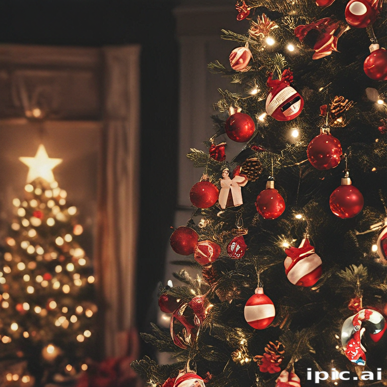 Festively Decorated Christmas Tree with Sparkling Ornaments and Warm Lights