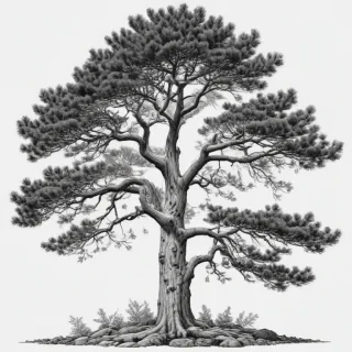 black and white pine tree clip art