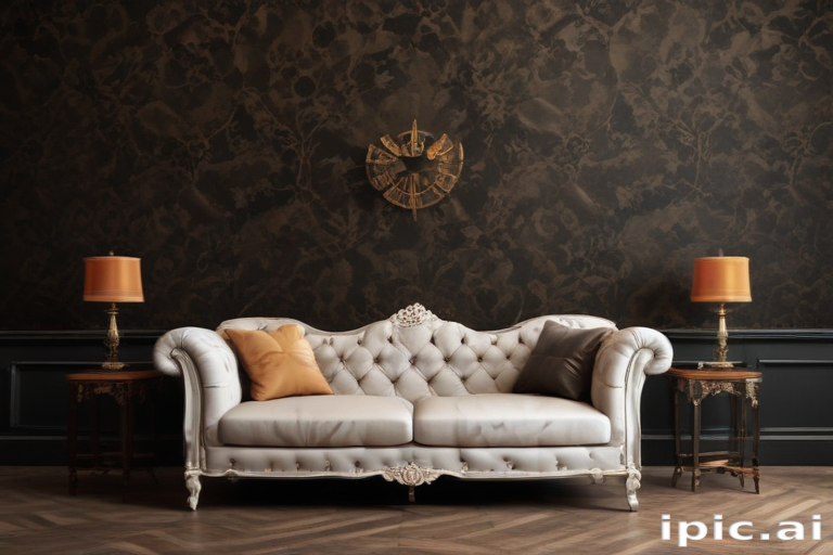 Elegant Living Room with Vintage Chesterfield Sofa and Decorative Accents.