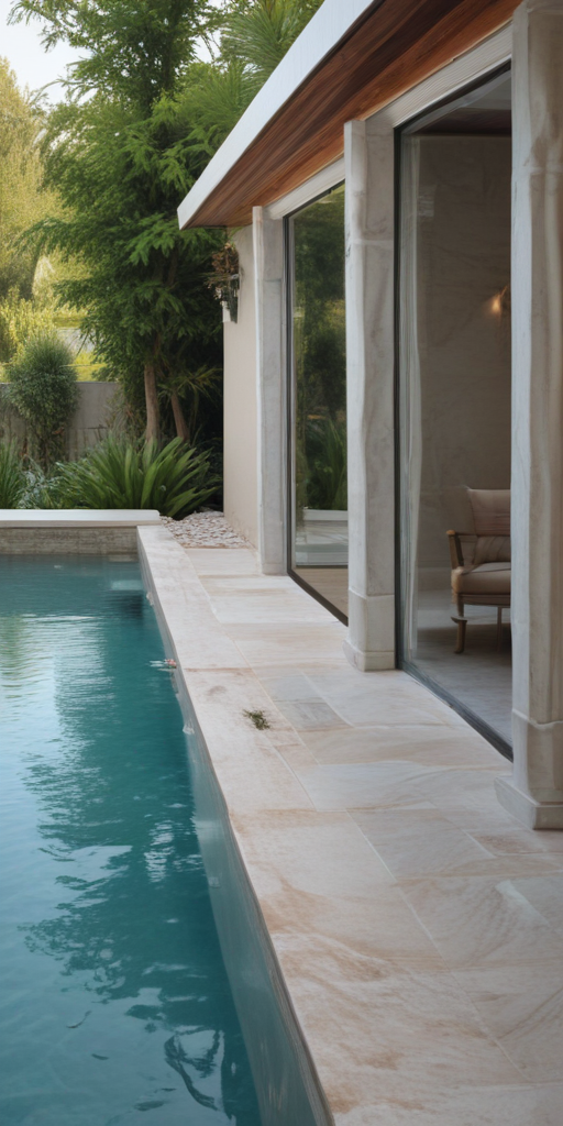 Serene Poolside Retreat with Modern Architecture and Lush Greenery ...