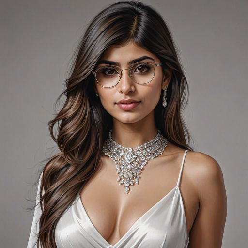 mia khalifa, digital painting,  digital illustration,  stunning girl, make up , white silk dress extreme detail,  digital art,  4k,  ultra hd