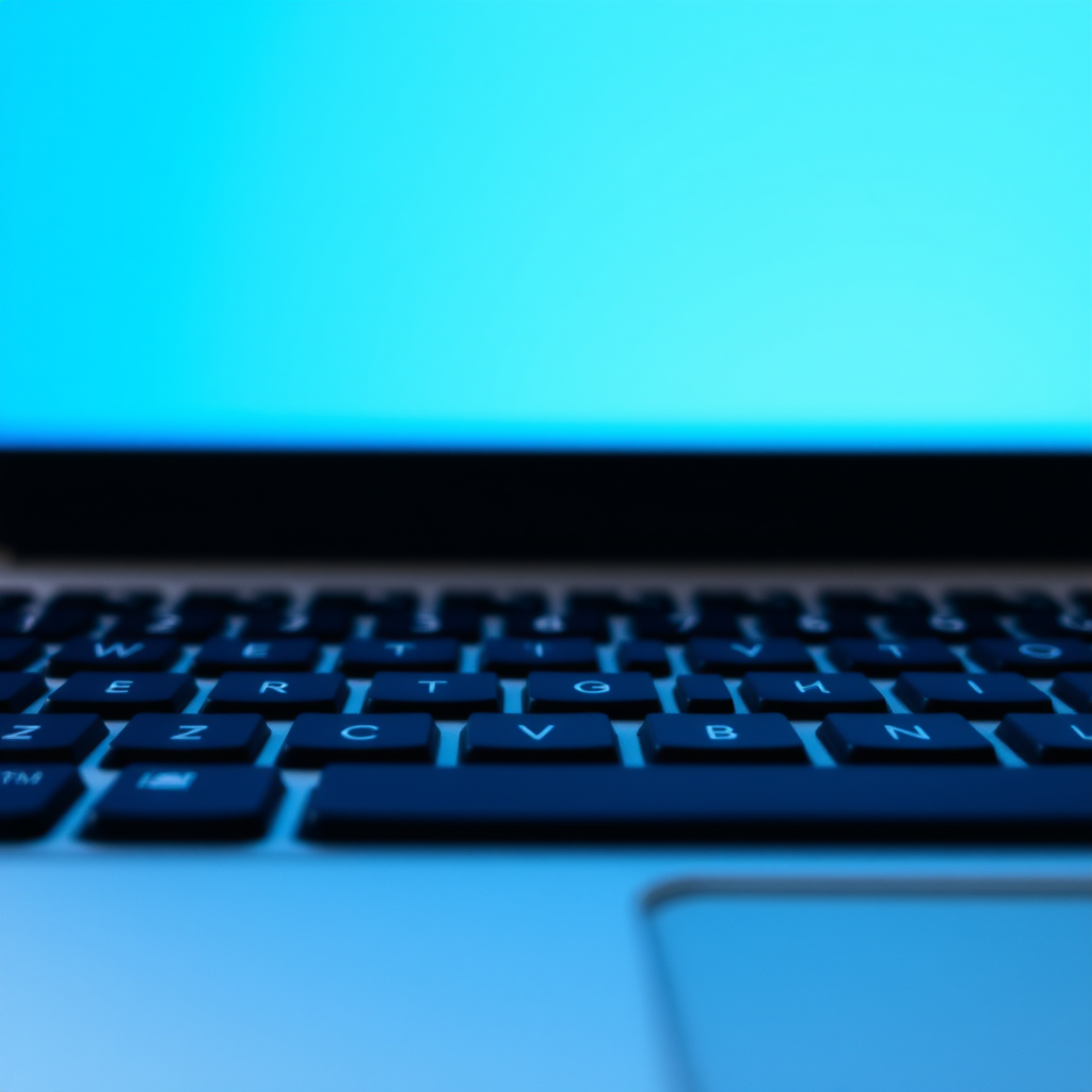 Close-up shot of a sleek, modern computer keyboard with a soft blue gradient background, using a DSLR camera, 50mm lens, aperture f/2.8, ISO 100, with a shallow depth of field and natural lighting for enhanced clarity.