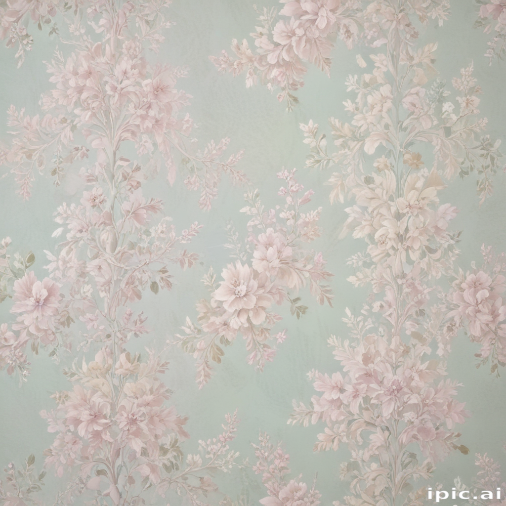 Delicate Floral Wallpaper Design Featuring Soft Pastel Colors and Patterns