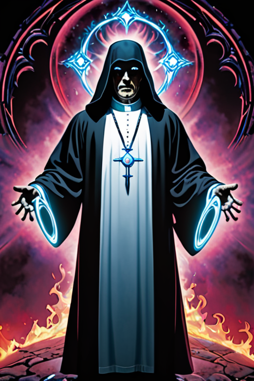 Unique colored magic energy surrounding a exorcist