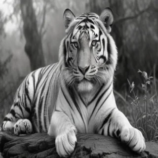 tiger clipart black and white