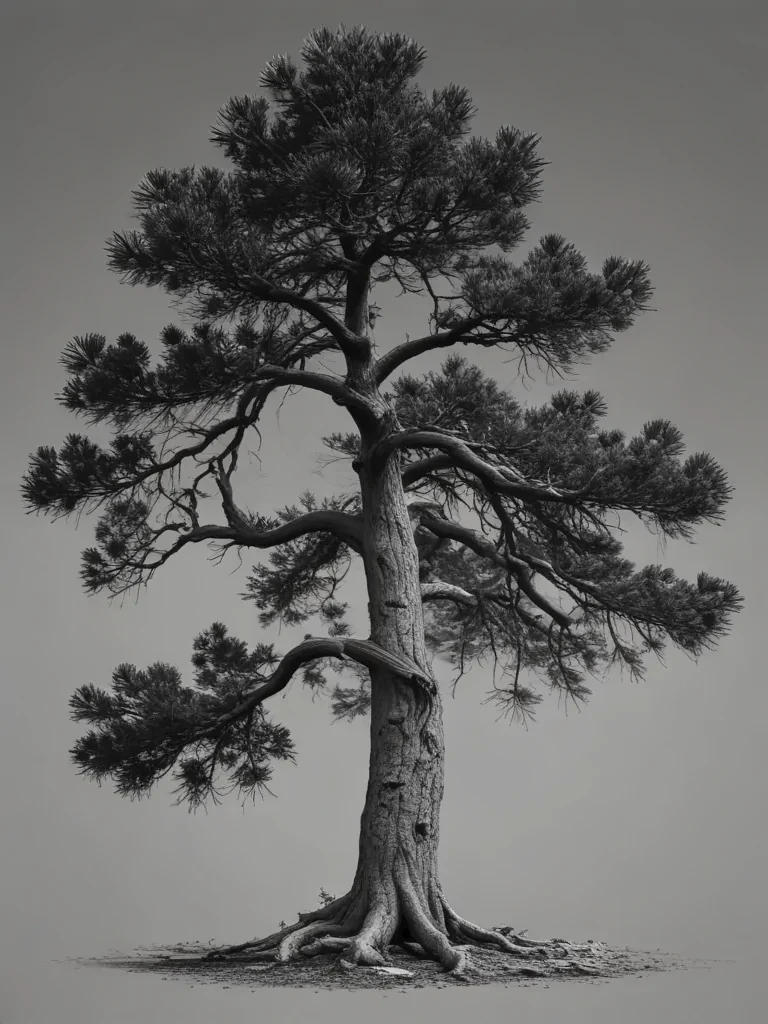 pine tree clipart black and white