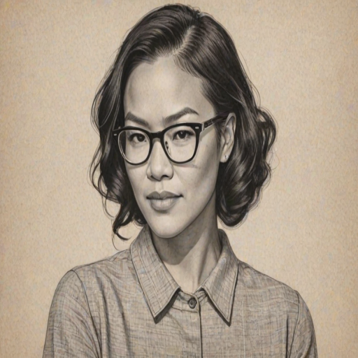 Enticing Ali Wong, pencil sketch, portrait of Superb woman 1934s in glasses, hair style beatnik, outline, clear lines, fine lines, 8k