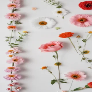 white background with flowers