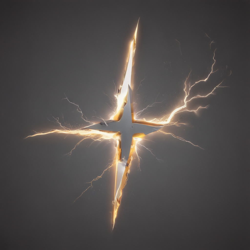 Radiant Cross Illuminated by Dynamic Electric Lightning in Dark Background