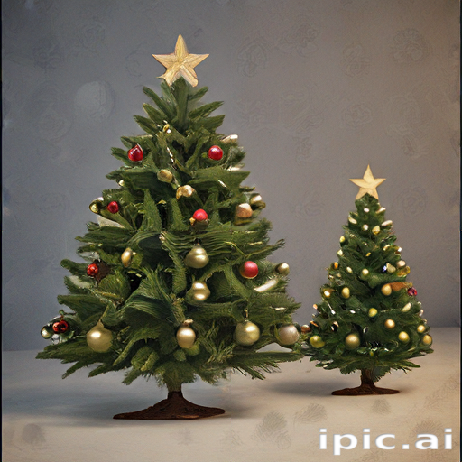 Two Beautifully Decorated Christmas Trees with Shining Ornaments and Stars