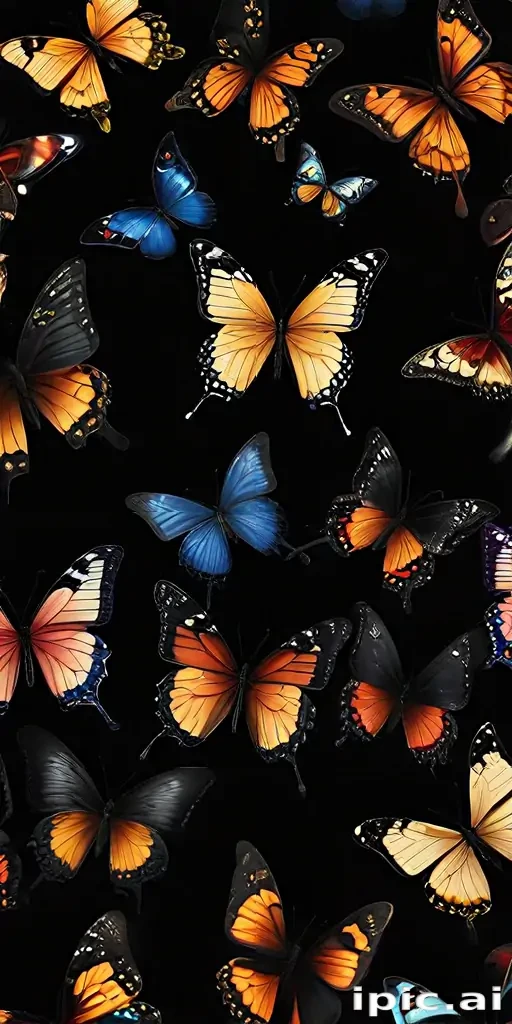 butterflies in black background