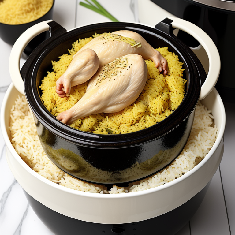chicken and yellow rice in the crock-pot