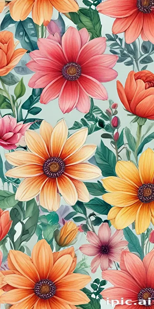 flower drawings with color