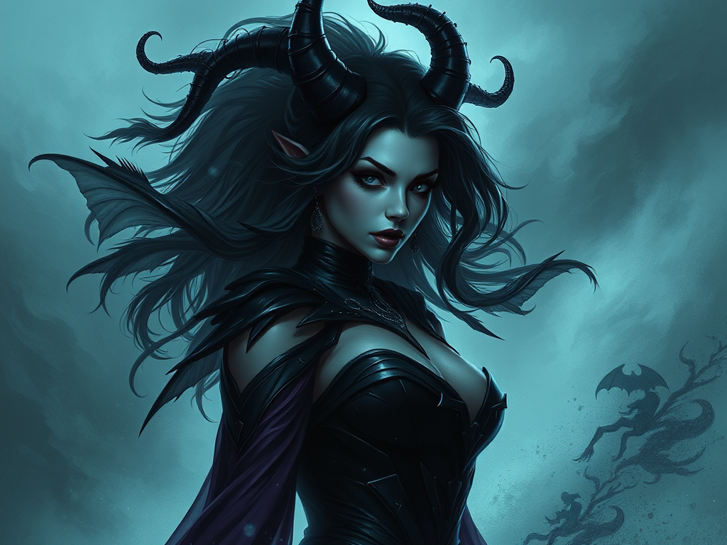 female dreamlike villain, dark aspect