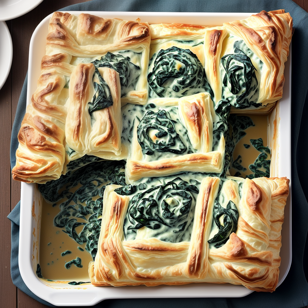 creamed spinach and potatoes with puff pastry