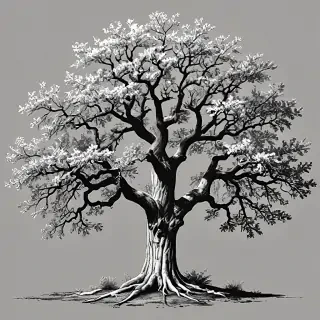 oak tree clipart black and white