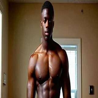 shirtless black male