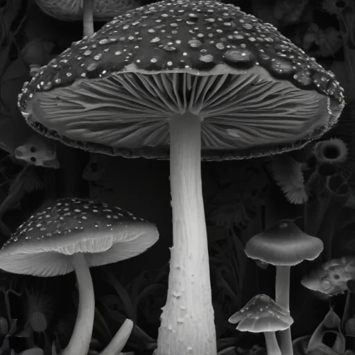 mushroom black and white