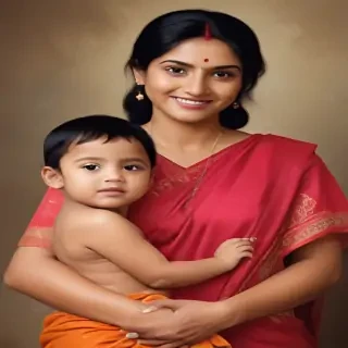 mom and son indian