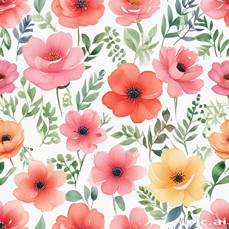 Vibrant Floral Pattern Featuring Colorful Blooms and Lush Greenery ...