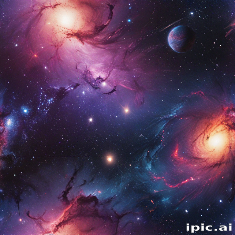 Vibrant Cosmic Landscape Featuring Nebulas, Stars, and Distant Planets ...