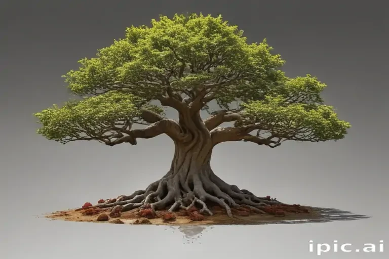 A Majestic Tree with Expansive Roots and Lush Green Foliage in Nature