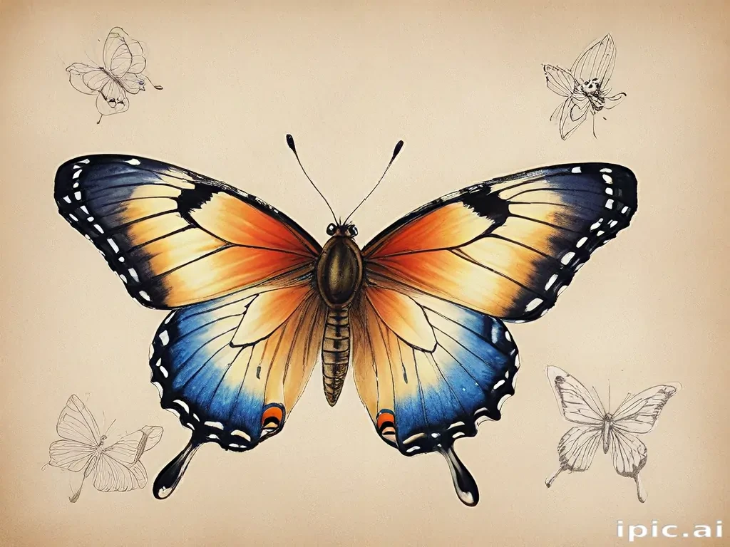 pictures of drawings of butterflies