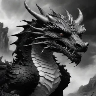 dragon black and white