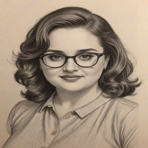 Lovely Nikki Blonsky, pencil sketch, portrait of Ravishing woman 1944s in glasses, hair style beatnik, outline, clear lines, fine lines, 8k