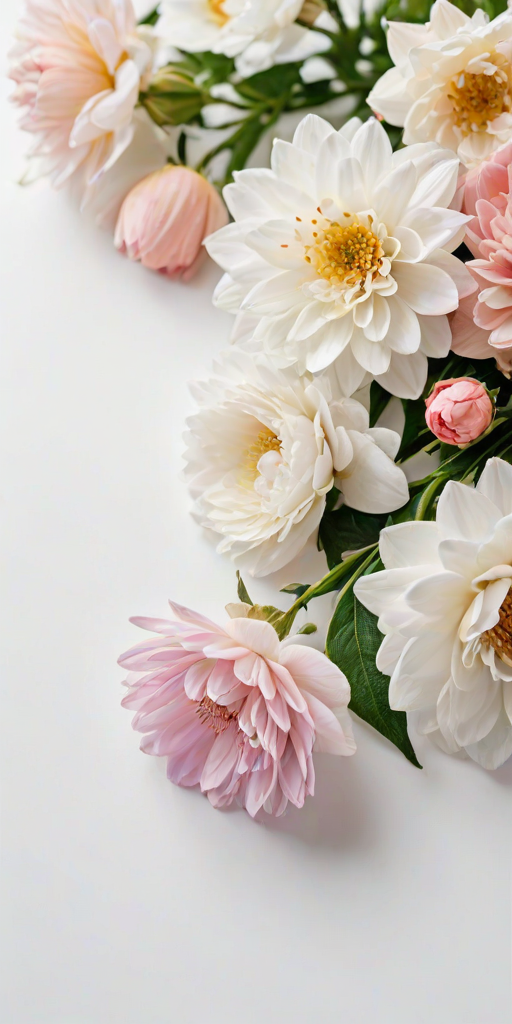 white background with flowers