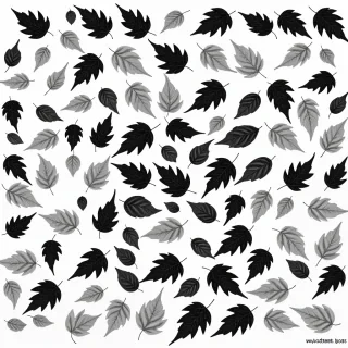 leaves clipart black and white